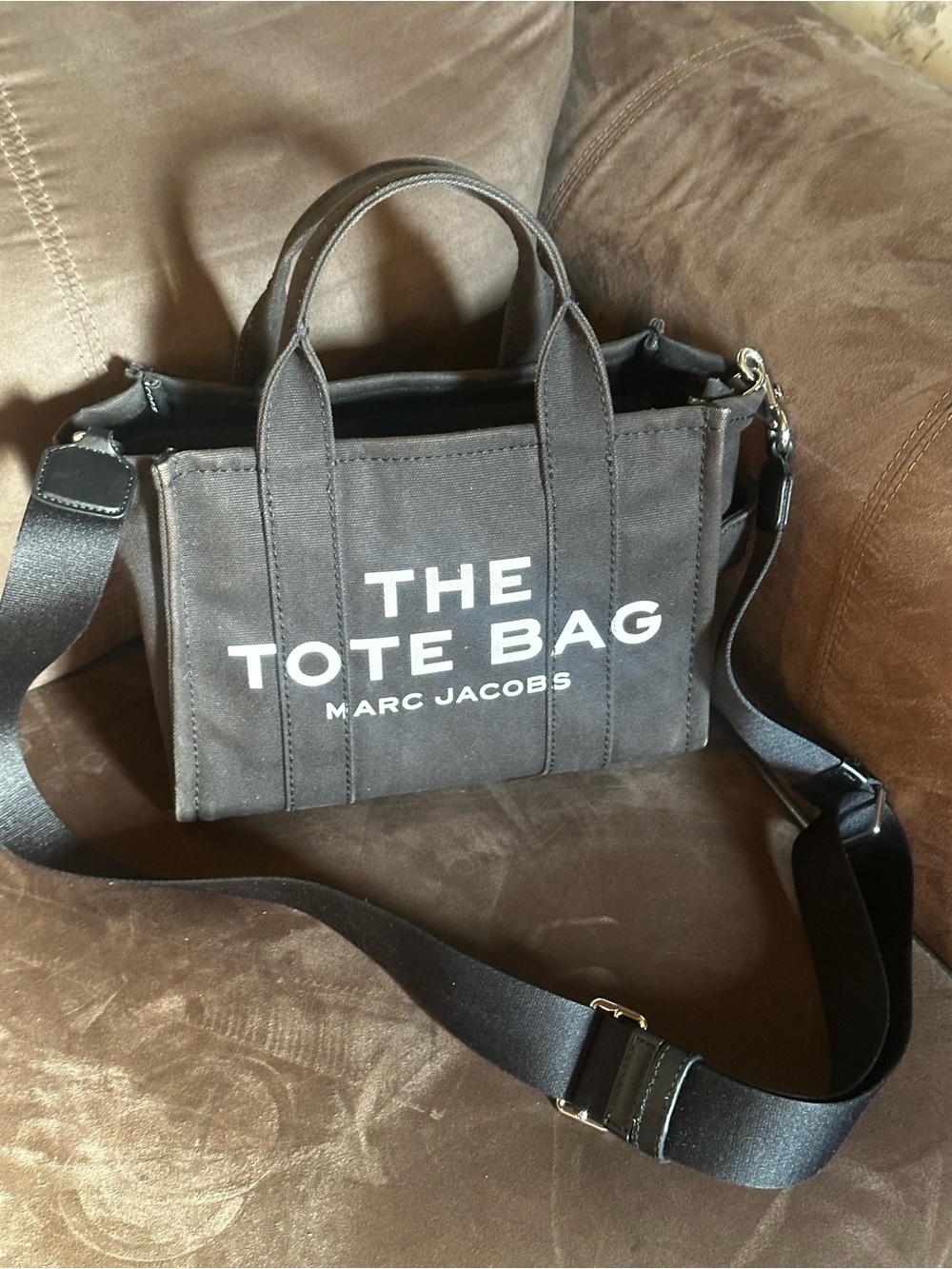 Marc Jacobs Black Canvas 'The Tote Bag' Mini Tote with Strap